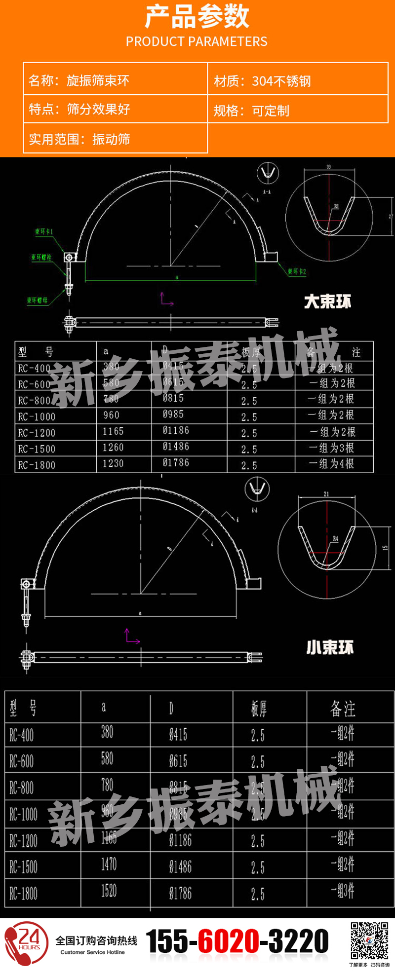 振動篩束環參數